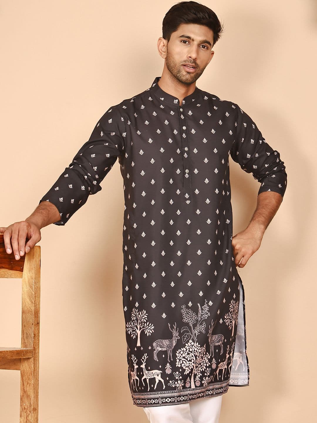 Jompers Men Ethnic Motifs Printed Straight Kurta - view 1