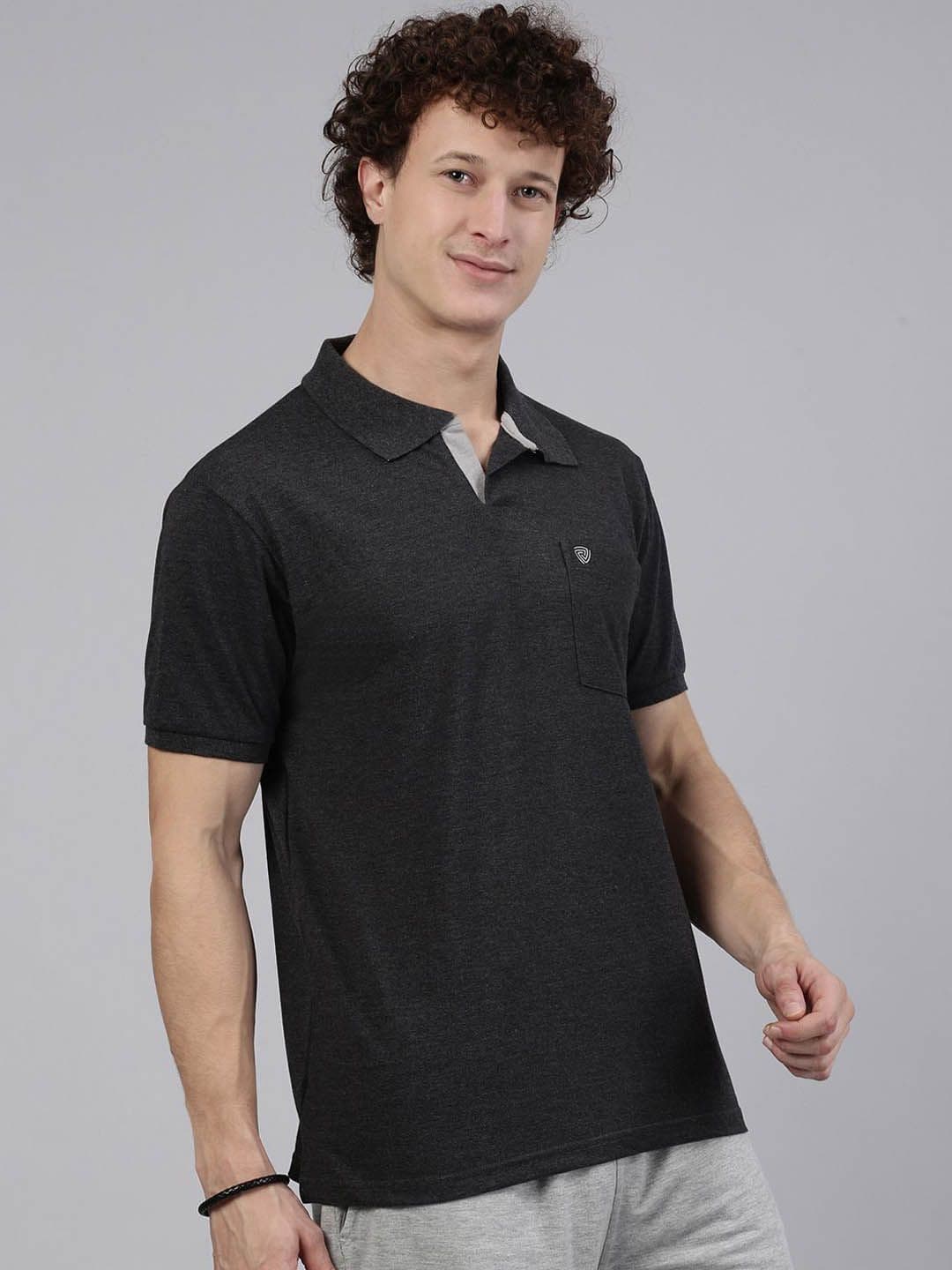 Lux Cozi Men Solid Polo Collar Cotton T-shirt - view 1