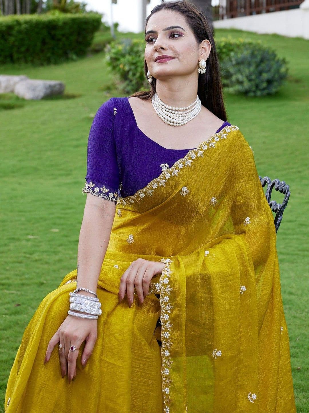 Kandora Embellished Beads and Stones Saree - view 1