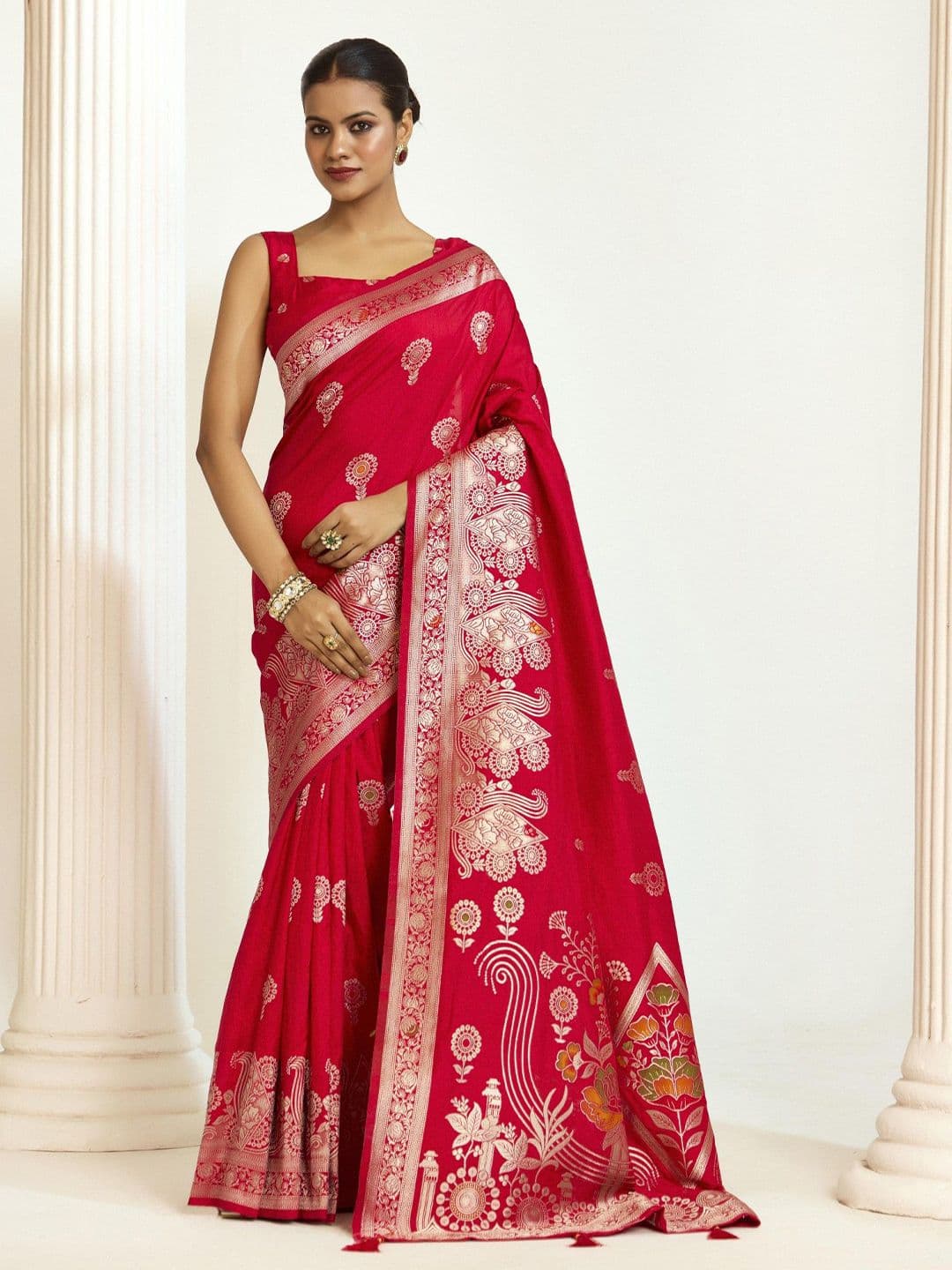 HERE&NOW Roopmadhuri Ethnic Motifs Woven Design Zari Saree - view 1