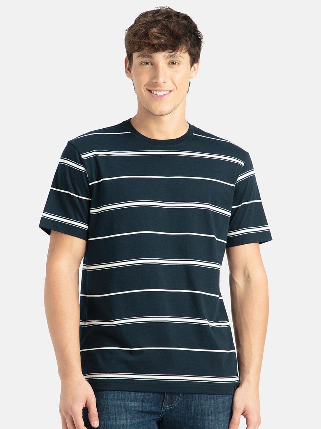 Jockey Super Combed Cotton Rich Striped Round Neck Half Sleeve Tshirt - 2715 - view 1