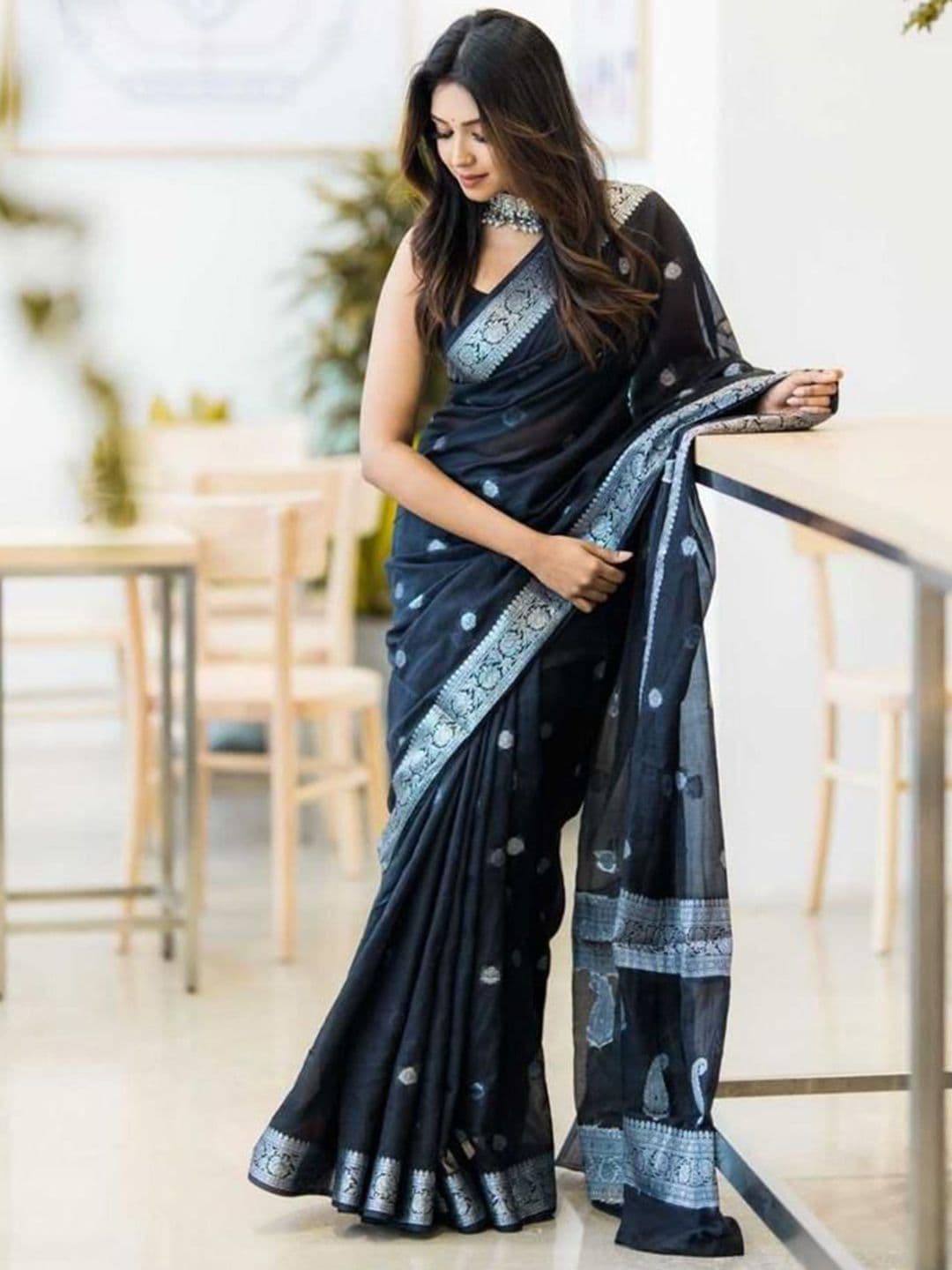VILLE FASHION Woven Design Zari Kanjeevaram Saree - view 1