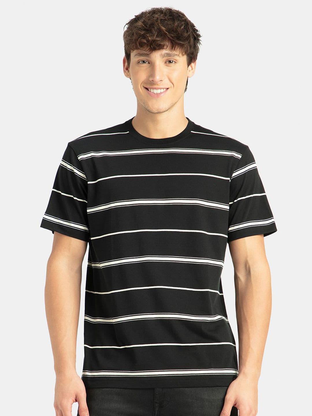 Jockey Super Combed Cotton Rich Striped Round Neck Half Sleeve Tshirt - 2715 - view 1