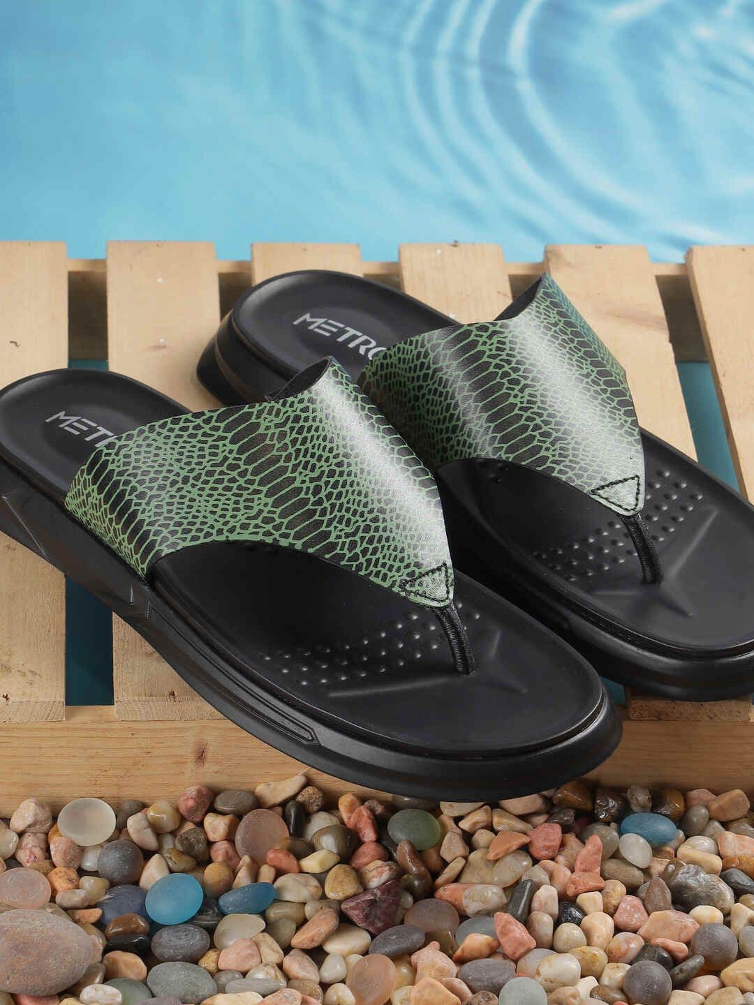 Metro Men Printed Leather Comfort Sandals - view 1
