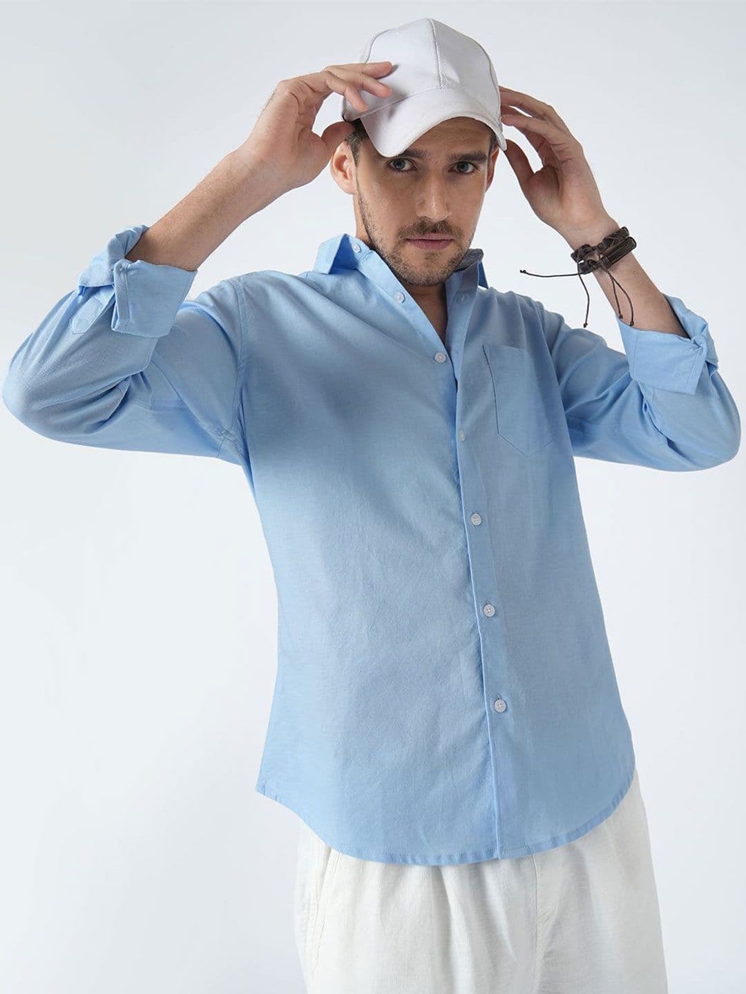 VASTRADO Men Classic Slim Fit Solid Cutaway Collar Cotton Casual Shirt - view 1