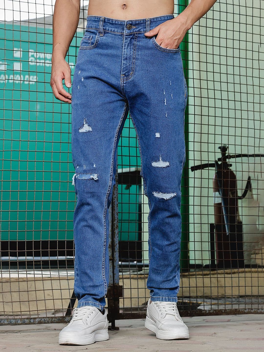 FOUL CHILD Men Skinny Fit Mid-Rise Mildly Distressed Stretchable Cotton Jeans - view 1