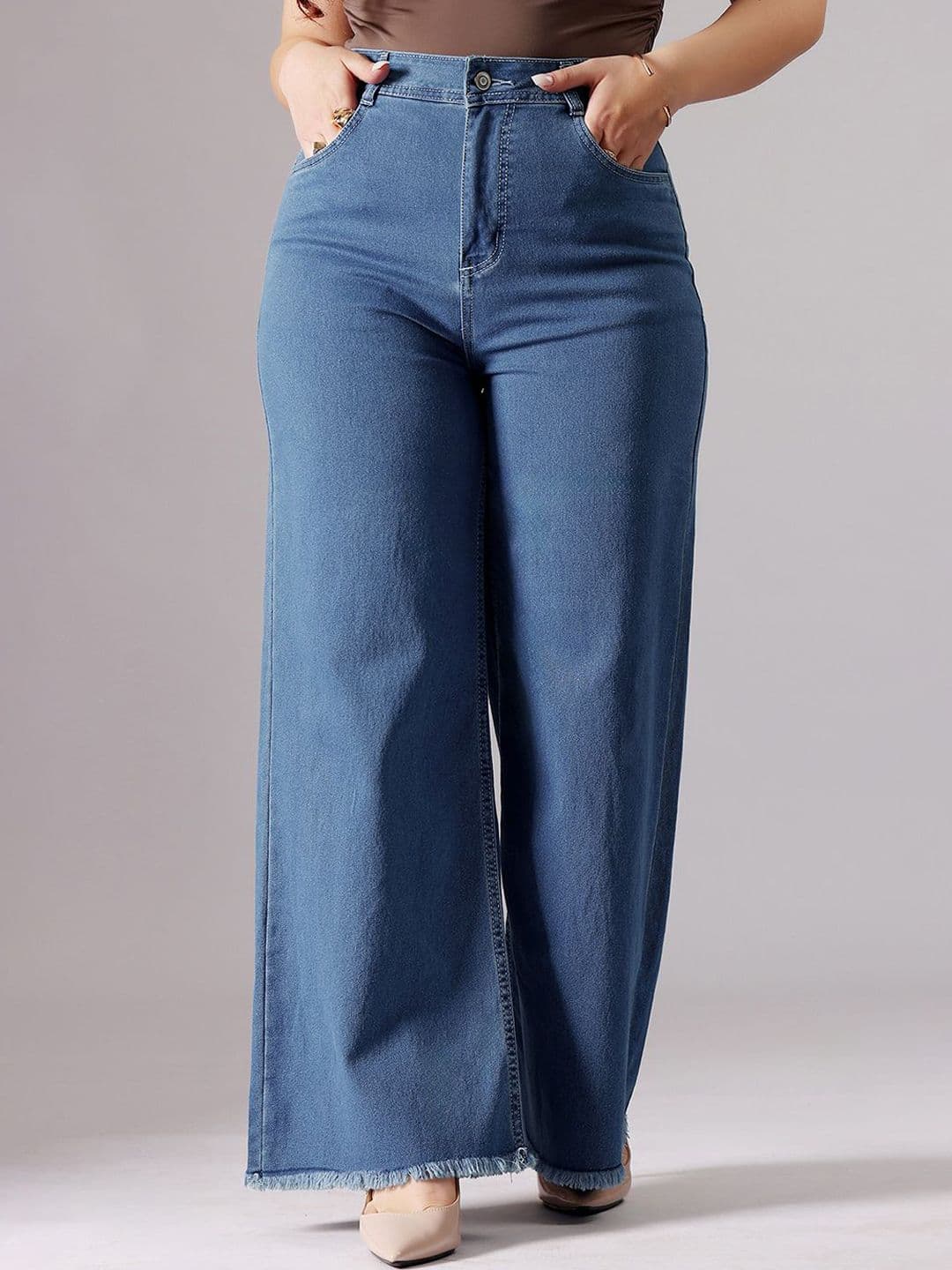 Miss Chase A+ Plus Size Women's Wide-Leg High-Rise Clean-Look Stretchable Denim Jeans - view 1