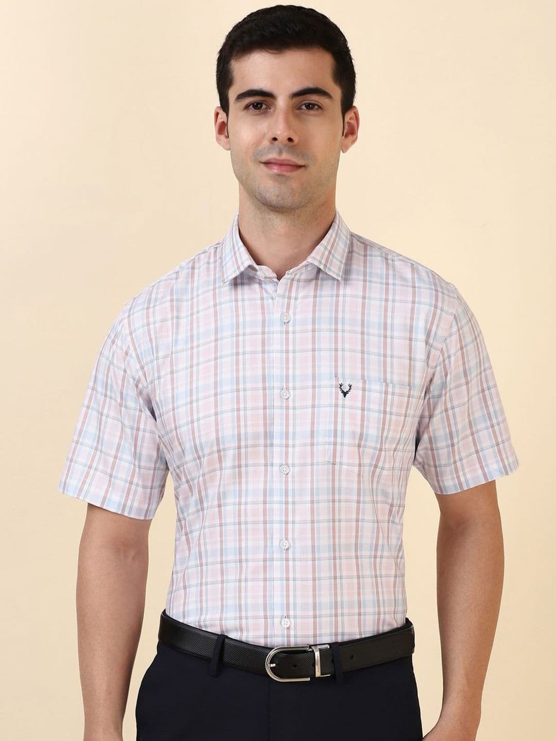 Allen Solly Men Checked Spread Collar Cotton Formal Shirt