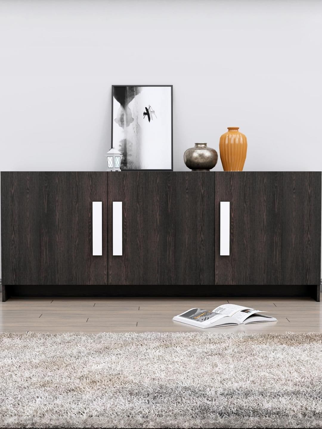 HEXA RED Brown Engineered Wood Storage Cabinet - view 1