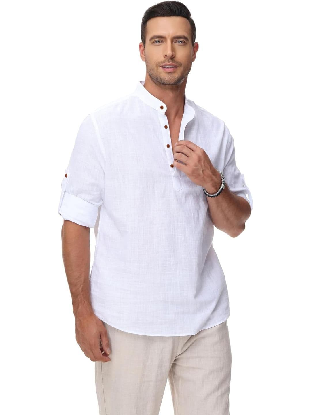 Fifth U Men Mandarin Collar Straight Short Kurta - view 1