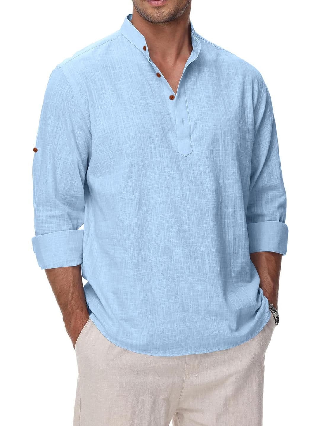 Fifth U Men Solid Cotton Blend Straight Kurta - view 1