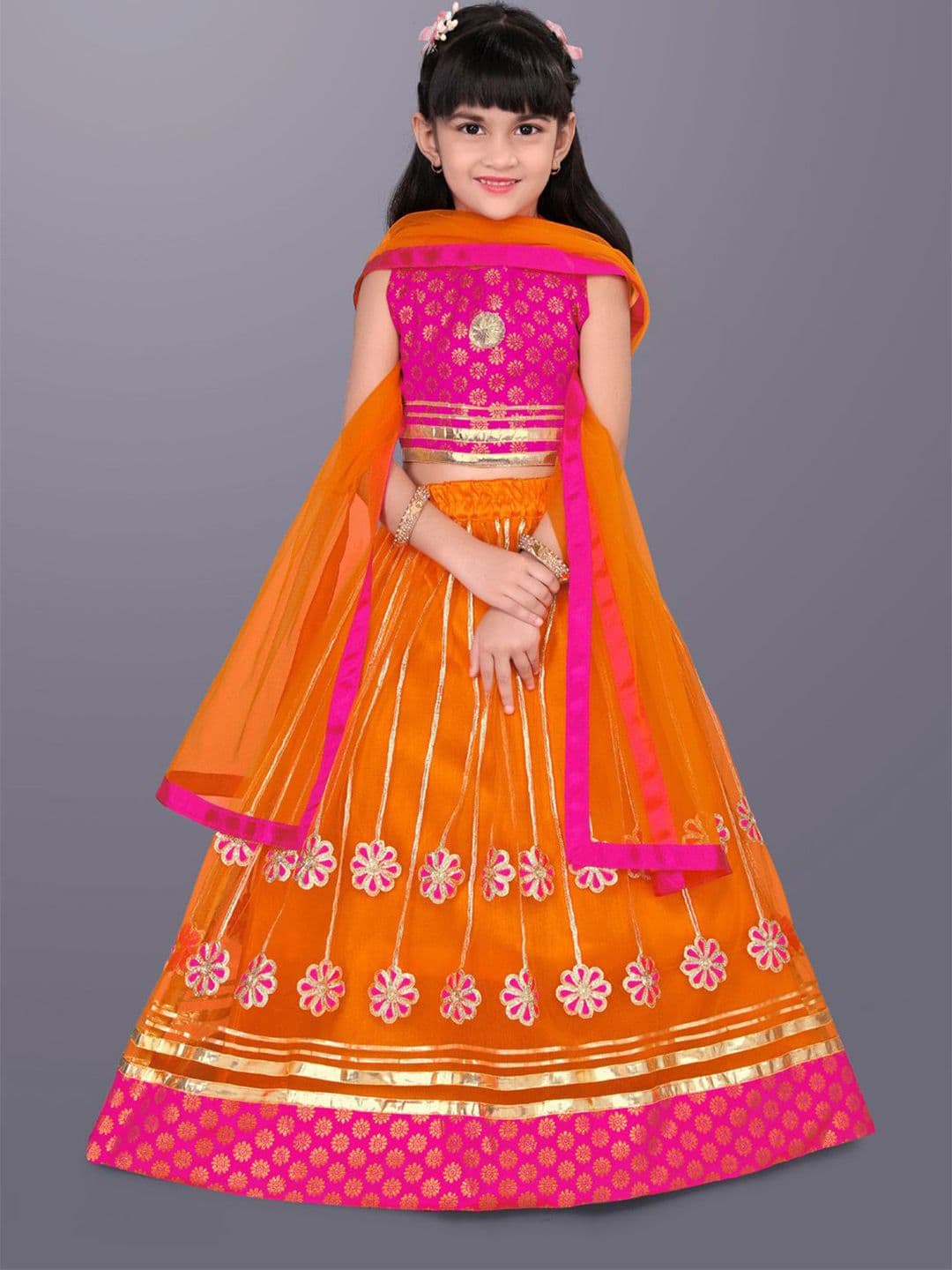 satyamfab Girls Thread Work Ready to Wear Lehenga & Blouse With Dupatta - view 1