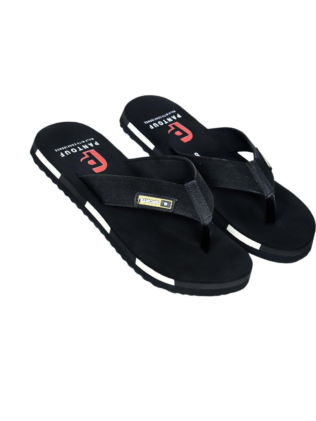 PANTOUF Men Black Flip Flops - view 1
