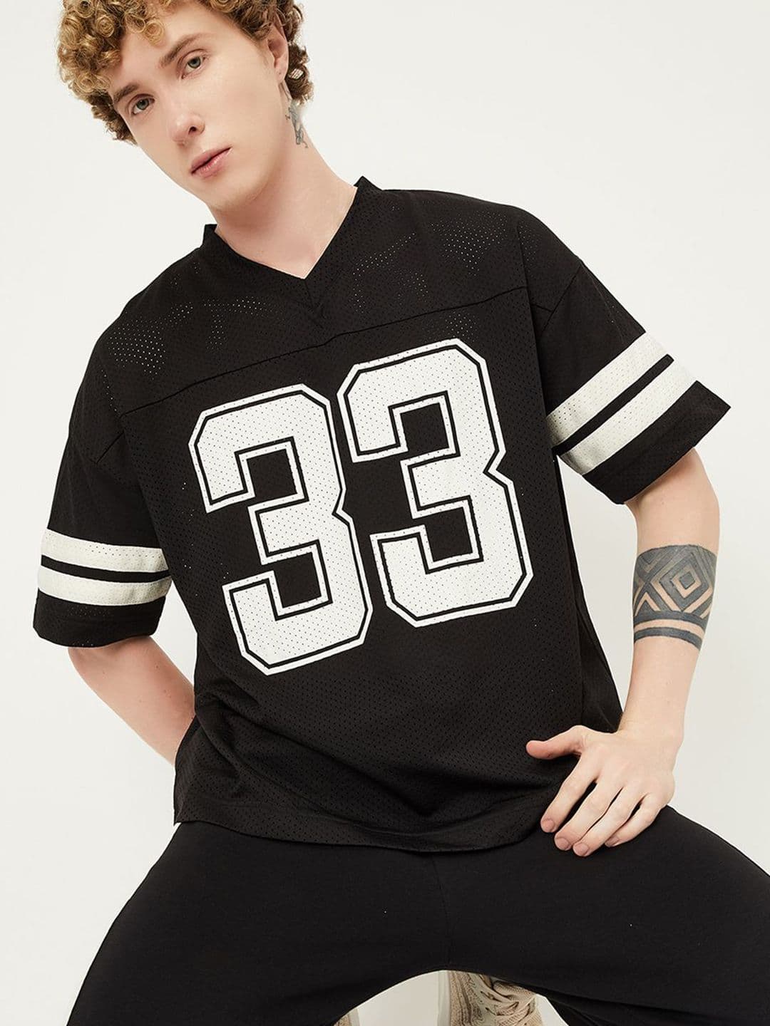 max Men Typography Printed V-Neck T-shirt