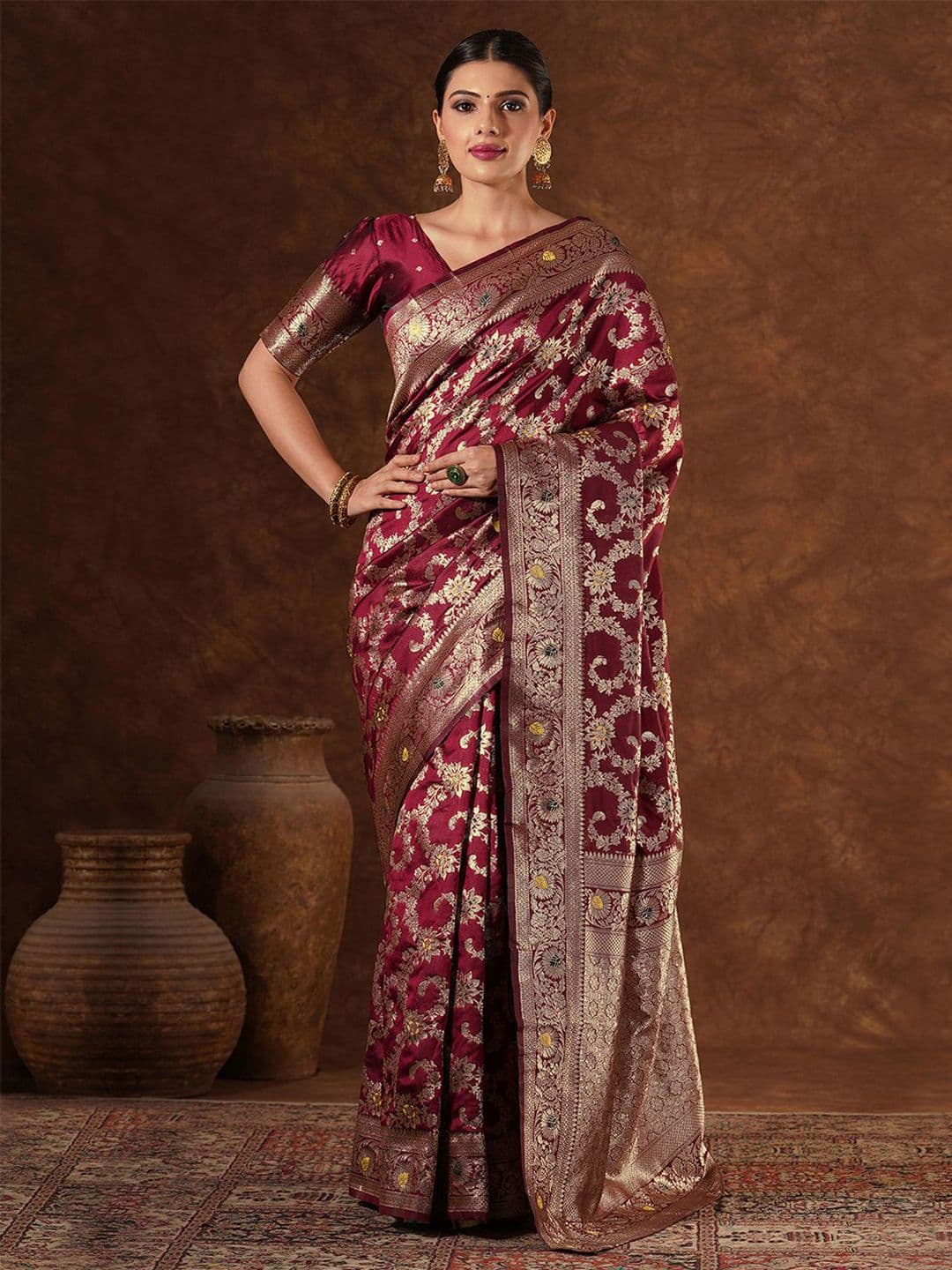 Mitera Woven Design Zari Silk Blend Designer Banarasi Saree - view 1