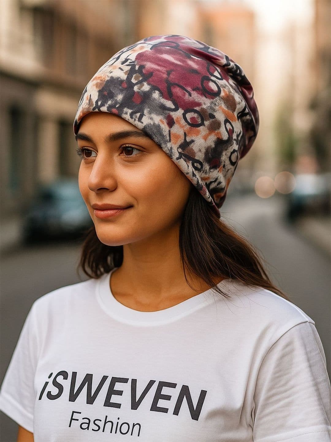 iSWEVEN Unisex Printed Soft Slouchy Skull Stylish Beanie Cap - view 1
