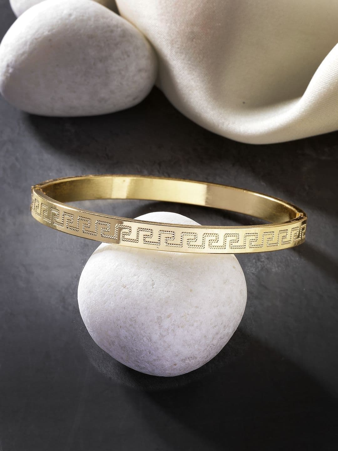 Anouk Men Stainless Steel Gold-Plated Kada Bracelet - view 1