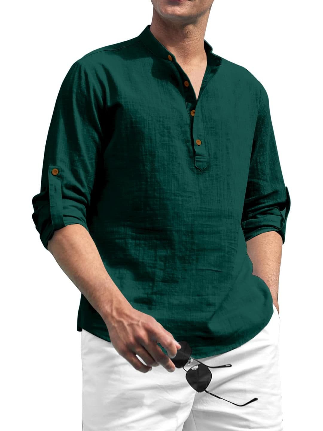 Fifth U Men Mandarin Collar Straight Short Kurta - view 1