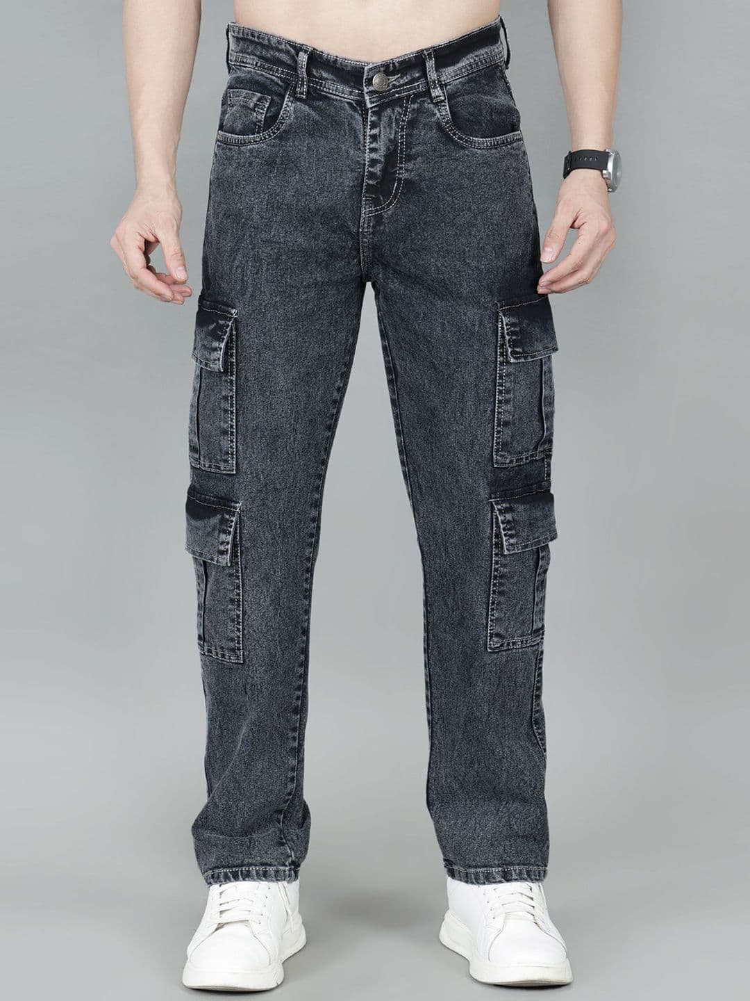 London Hills Men Comfort Regular Fit Mid-Rise Mildly Distressed Cotton Jeans - view 1