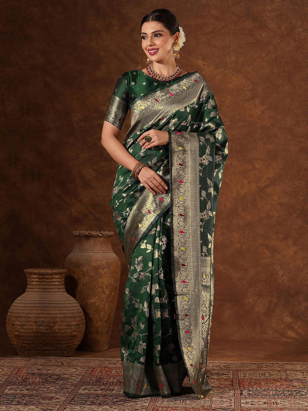 DIVASTRI Woven Design Zari Banarasi Saree - view 1