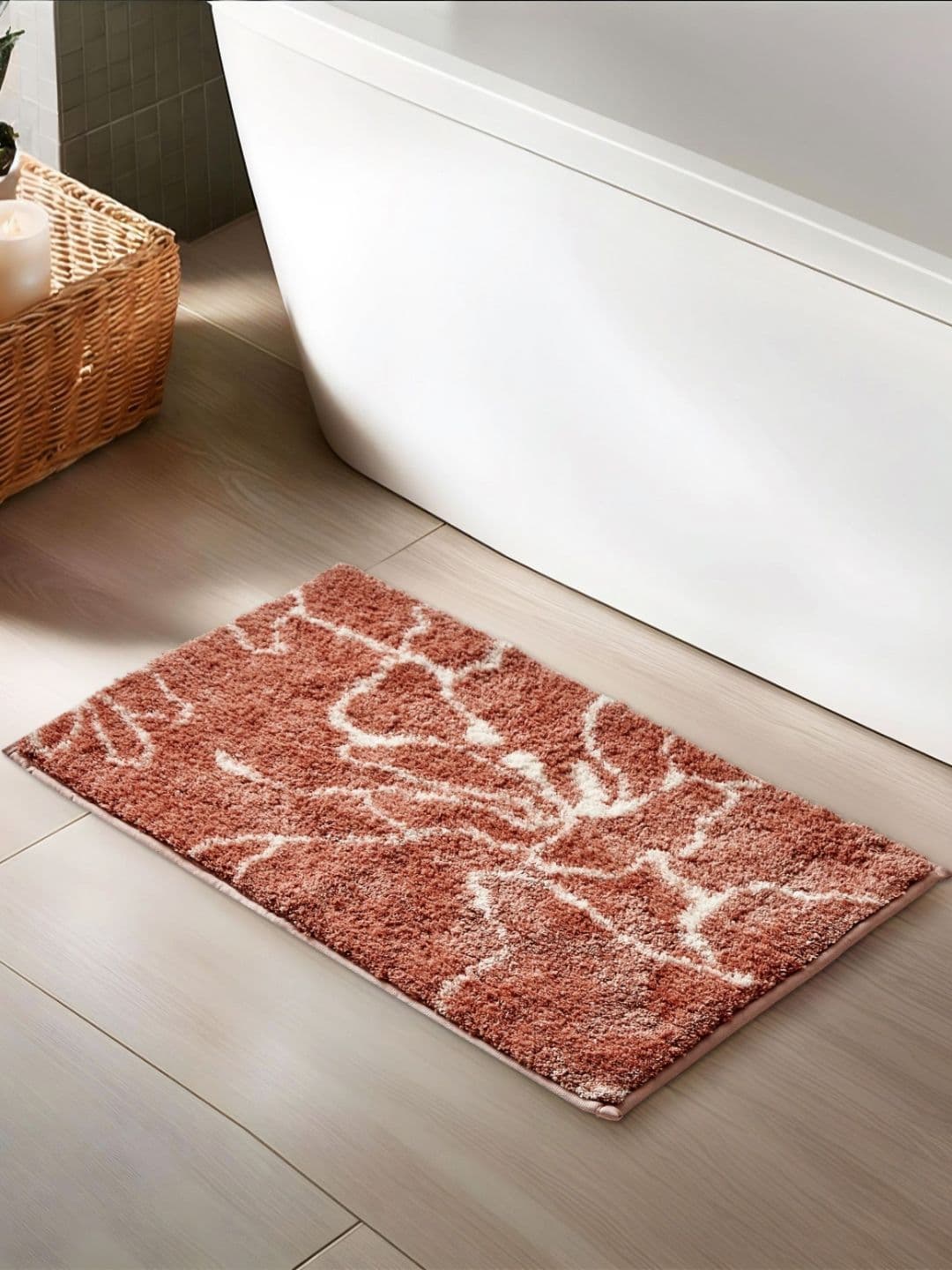 Home Centre Mekong Brown & White Printed 1800 GSM Anti-Slip Bath Rugs - view 1