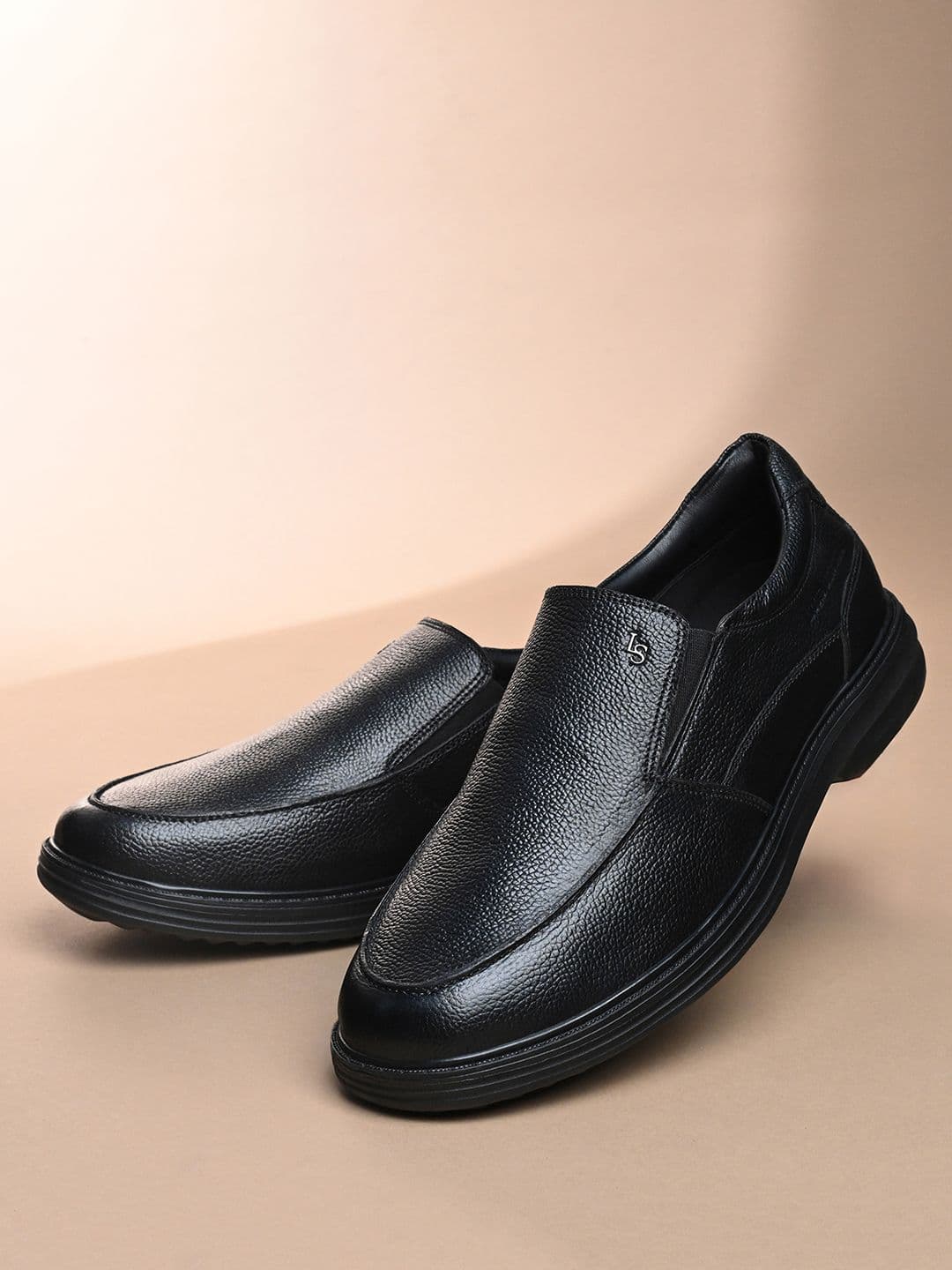 LOUIS STITCH Men Jet Black Leather Slip-On Moccasin Shoes - view 1