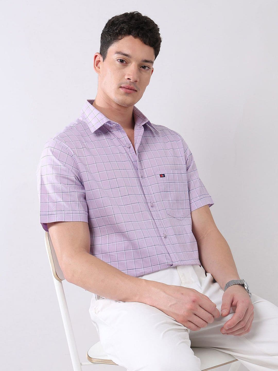 AD By Arvind Men Slim Fit Grid Tattersall Checked Spread Collar Pure Cotton Casual Shirt - view 1