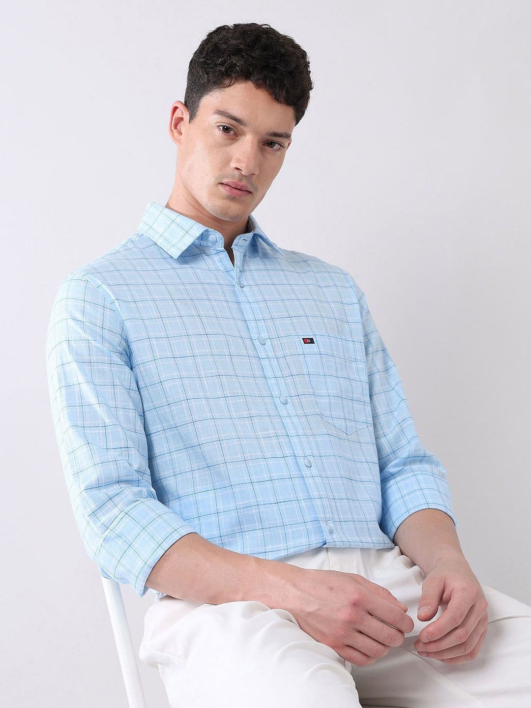 AD By Arvind Men Slim Fit Grid Tattersall Checked Spread Collar Pure Cotton Casual Shirt - view 1