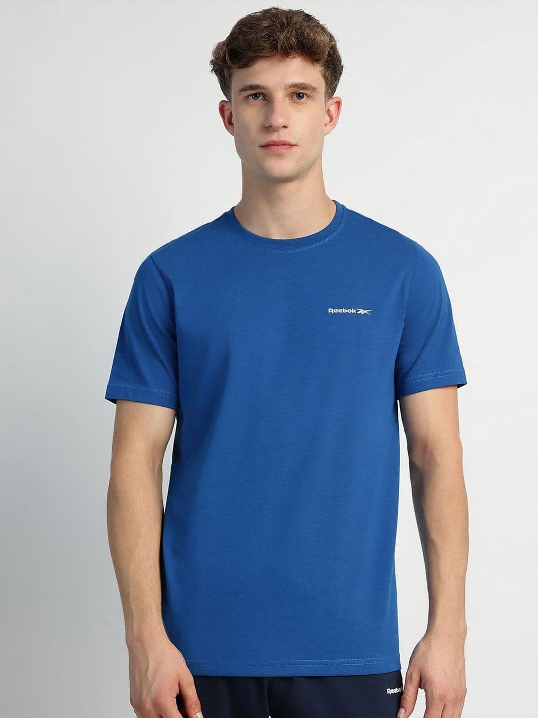Reebok Men Solid Round Neck Pure Cotton T-shirt - view 1