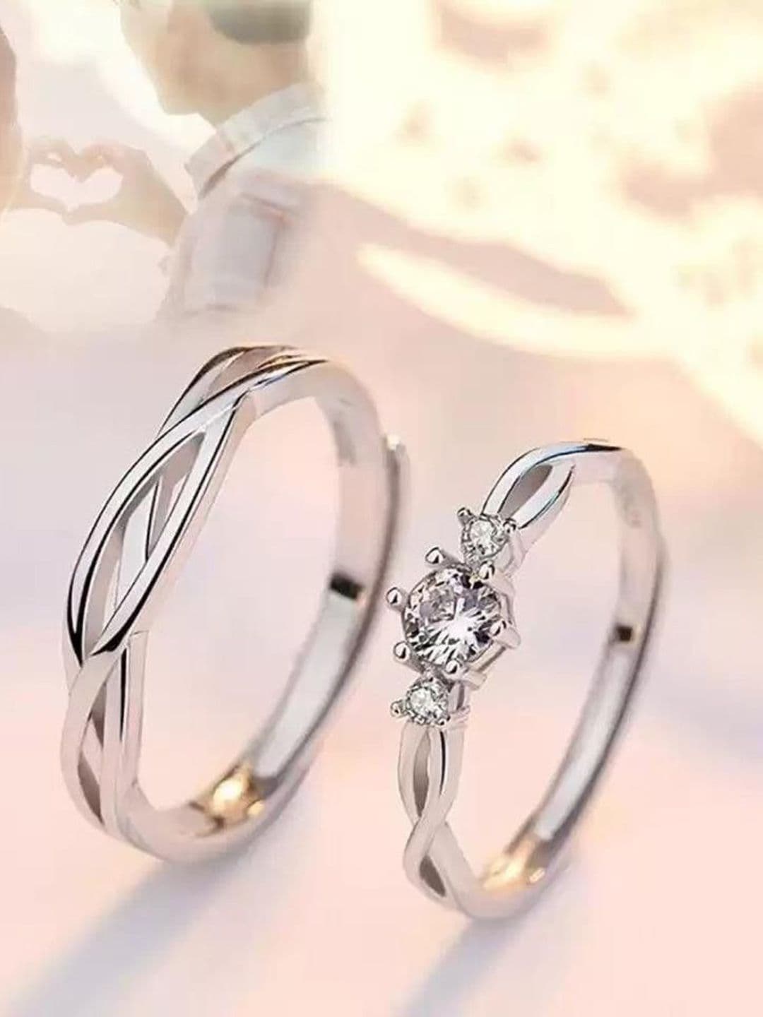 Ringzinnie Set Of 2 Stone-Studded Adjustable Finger Rings - view 1