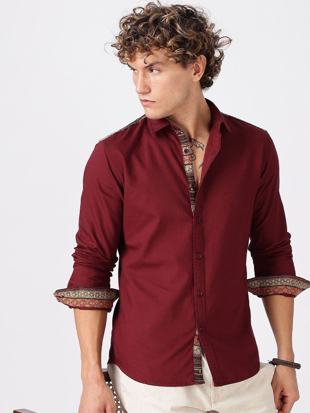 HERE&NOW Slim Fit Spread Collar Cotton Shirt - view 1
