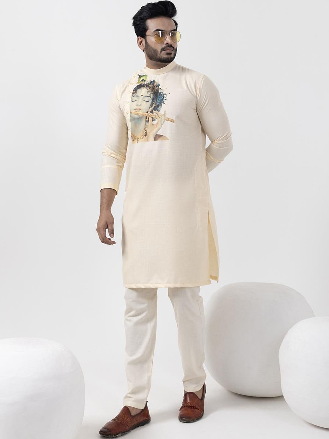 PulseIQ Men Beige Kurtas - view 1