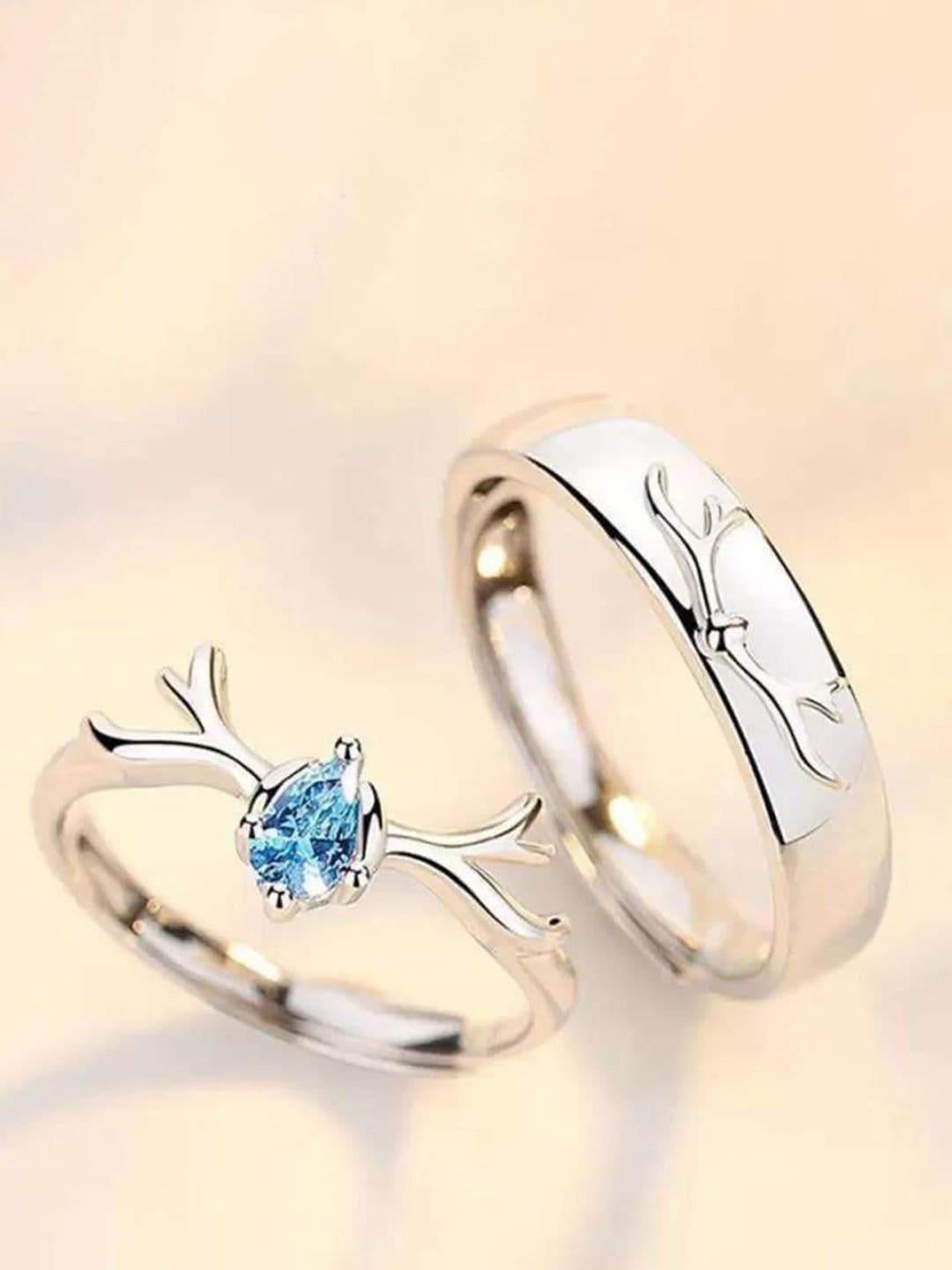 Ringzinnie Set Of 2 Stone-Studded Adjustable Finger Rings - view 1