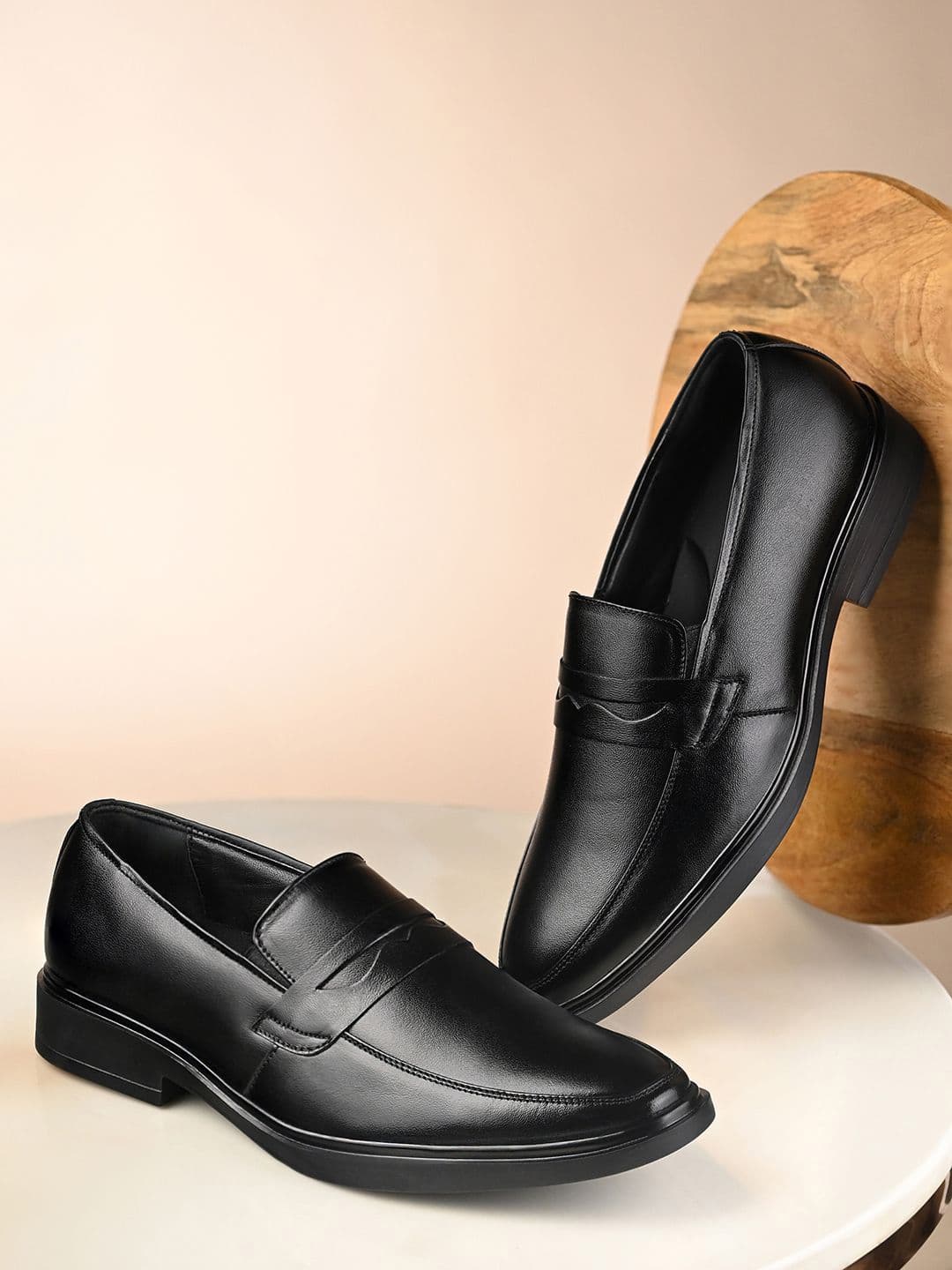 LOUIS STITCH Men Obsidian Black Leather Slip-On Formal Shoes - view 1