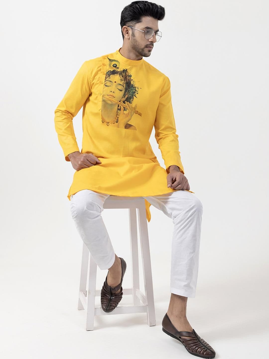 PulseIQ Men Mustard Kurtas - view 1