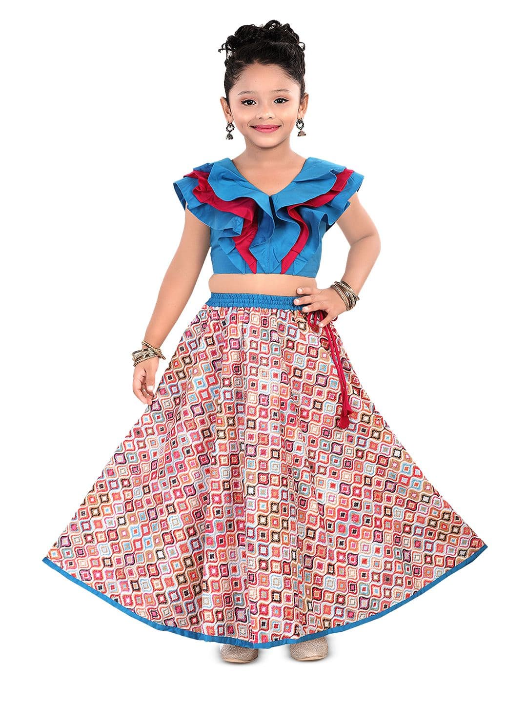 Pragya Exclusive Girls Embellished Cotton Ready to Wear Lehenga & Top - view 1