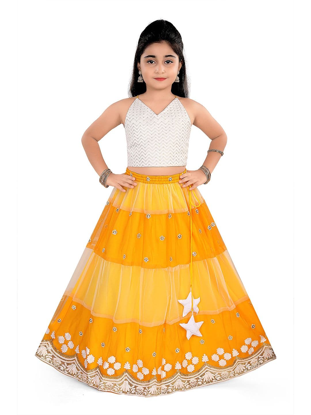 Pragya Exclusive Girls Embroidered Cotton Ready to Wear Lehenga & Blouse - view 1