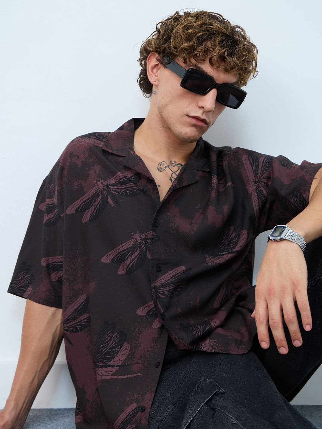The Souled Store Men Dragonfly Printed Multicolor Oversized Shirts - view 1