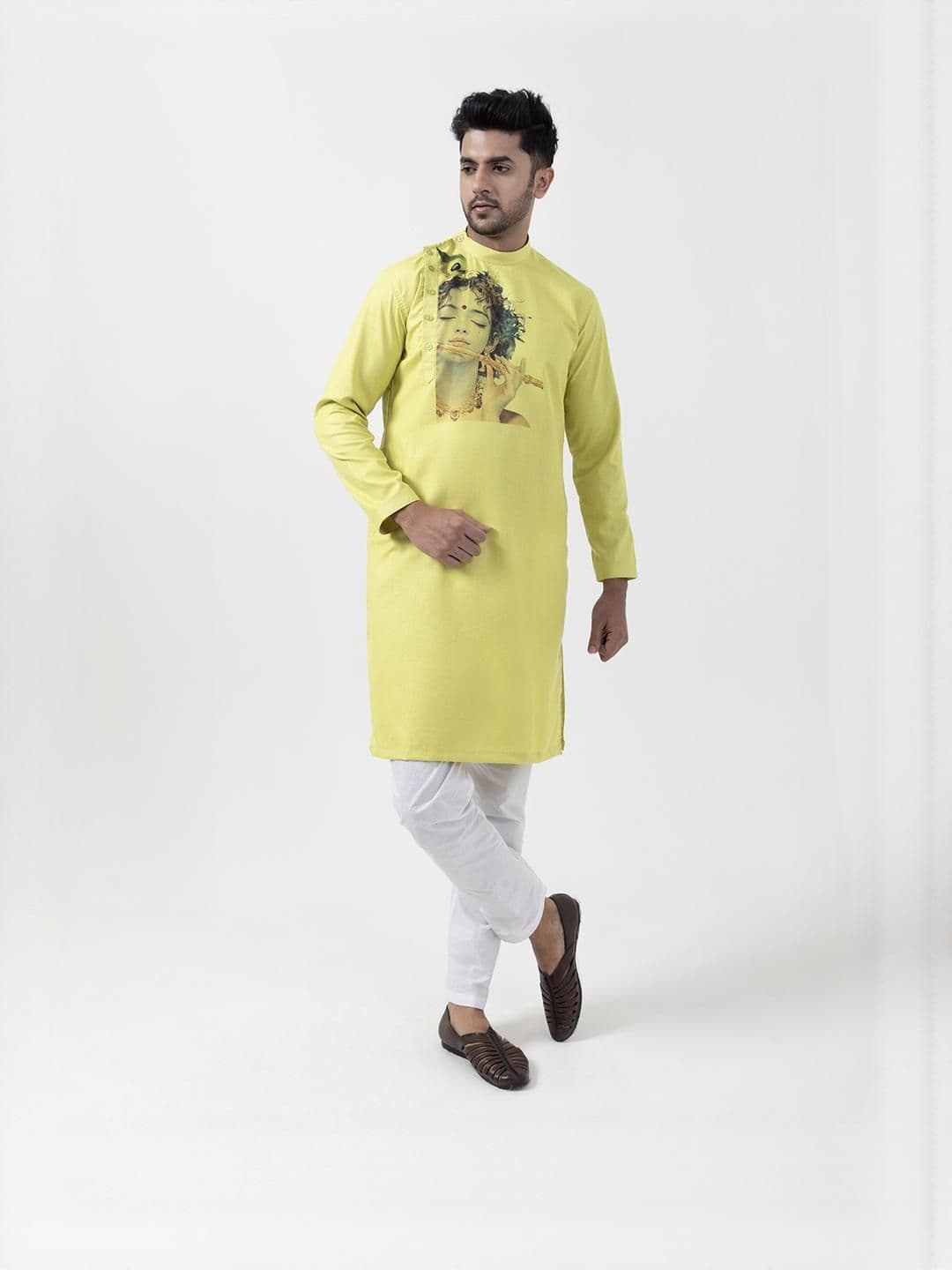 PulseIQ Men Lime Green Kurtas - view 1