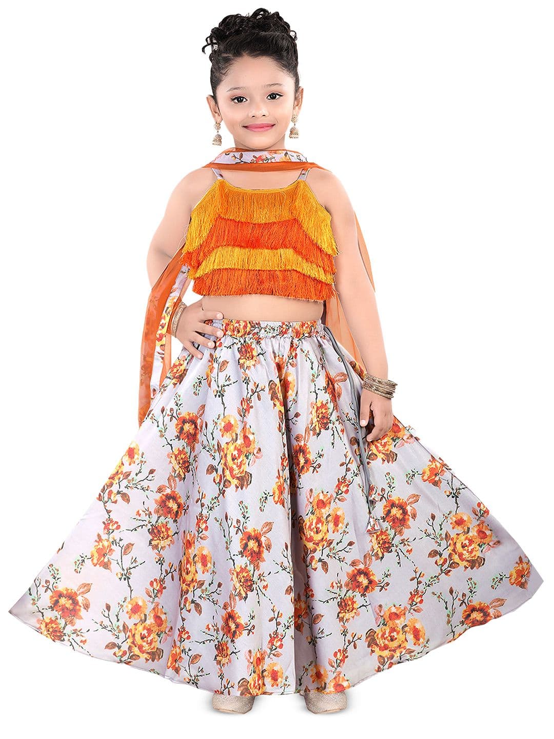 Pragya Exclusive Girls Embellished Silk Ready to Wear Lehenga With Blouse And Dupatta - view 1