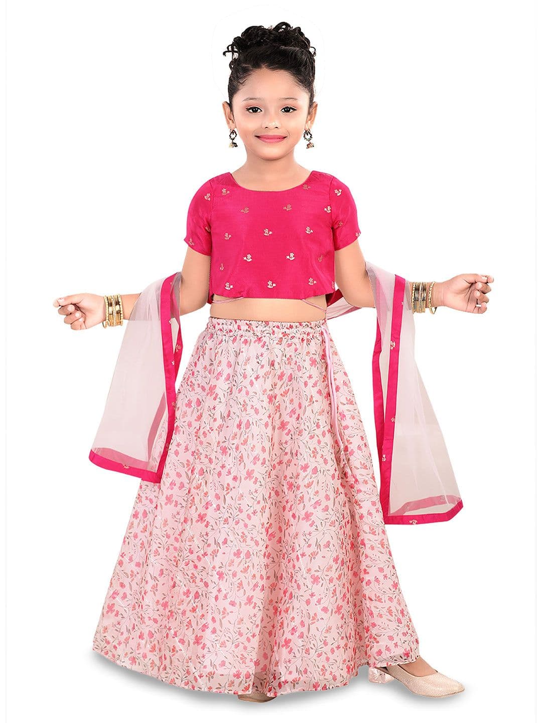 Pragya Exclusive Girls Embroidered Ready to Wear Lehenga With Blouse And Dupatta - view 1