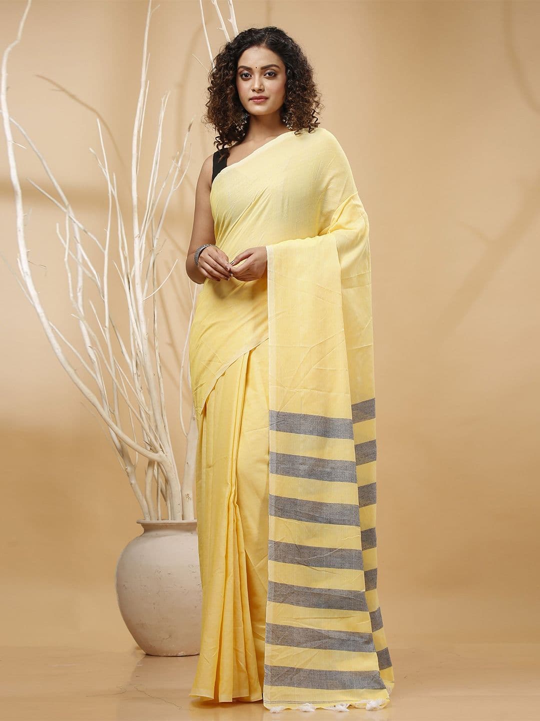 SLAGHA Solid Taant Saree With Unstitched Blouse Piece - view 1