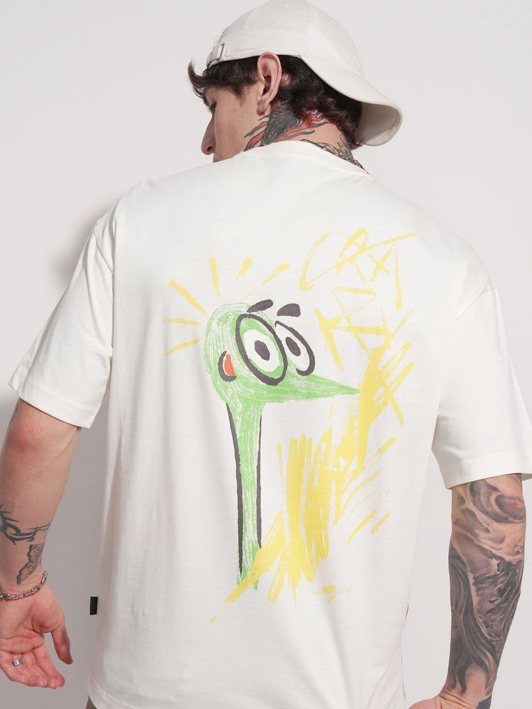 HIGHLANDER Typography Printed Drop-Shoulder Sleeves Oversized Cotton T-shirt - view 1