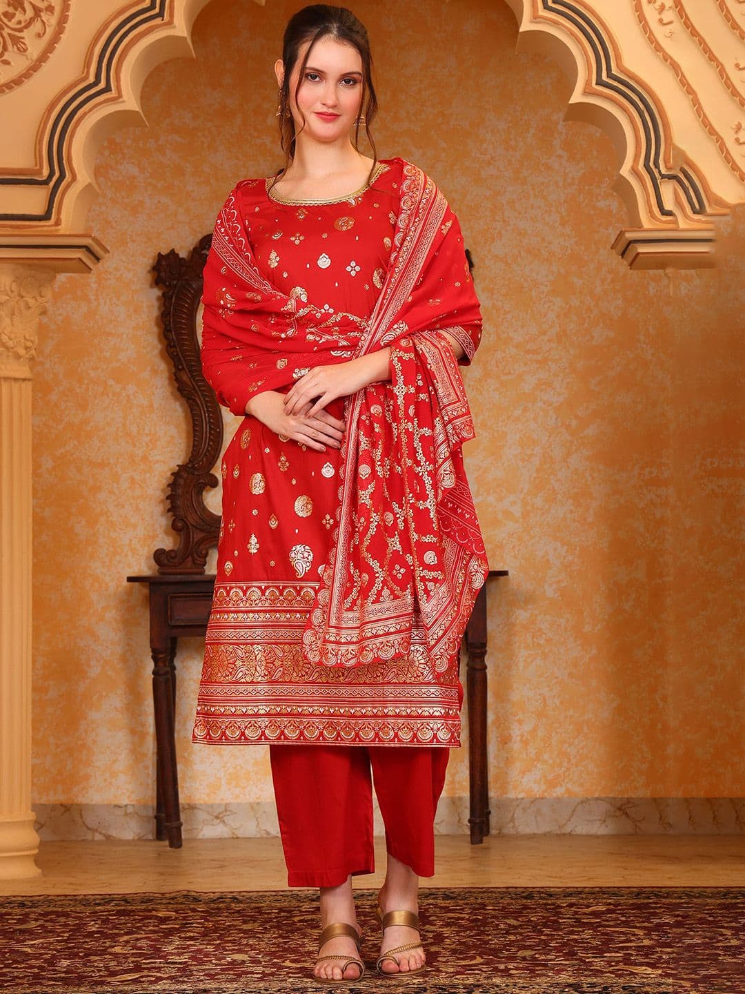 AURELIA Women Floral Printed Kurta with Palazzo & Dupatta - view 1
