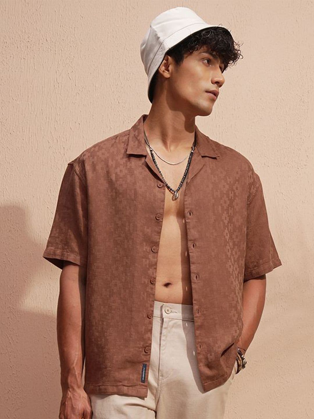 HIGHLANDER Cuban Collar Oversized Cotton Shirt - view 1
