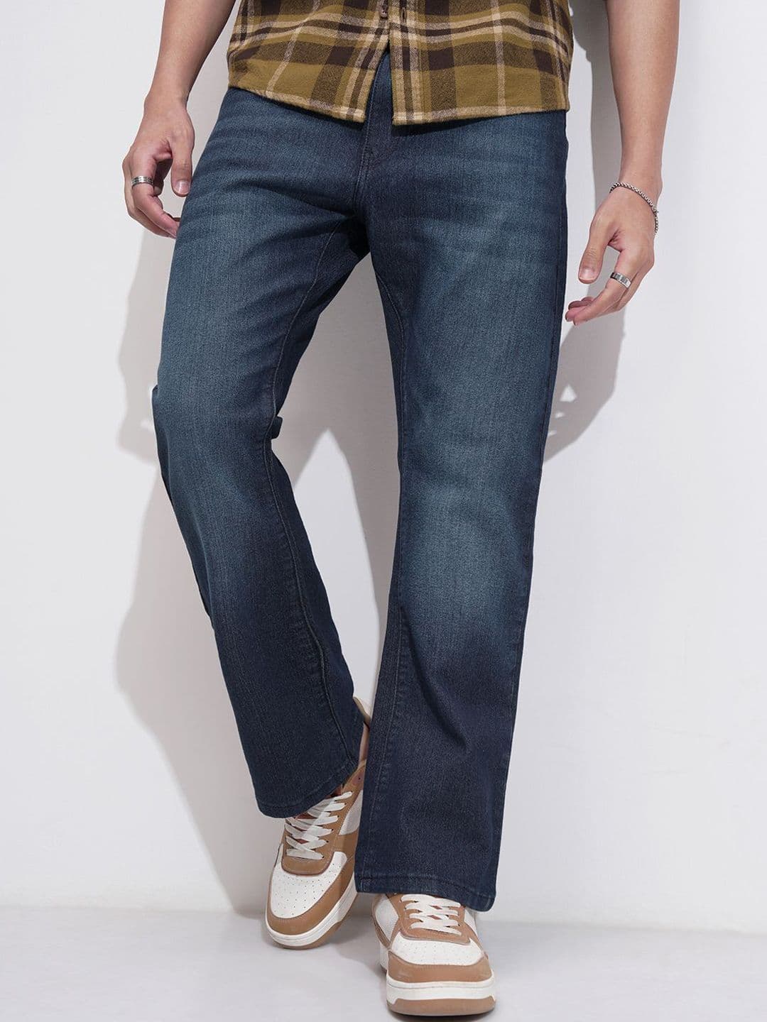 HIGHLANDER Men Blue Faded Bootcut Jeans - view 1