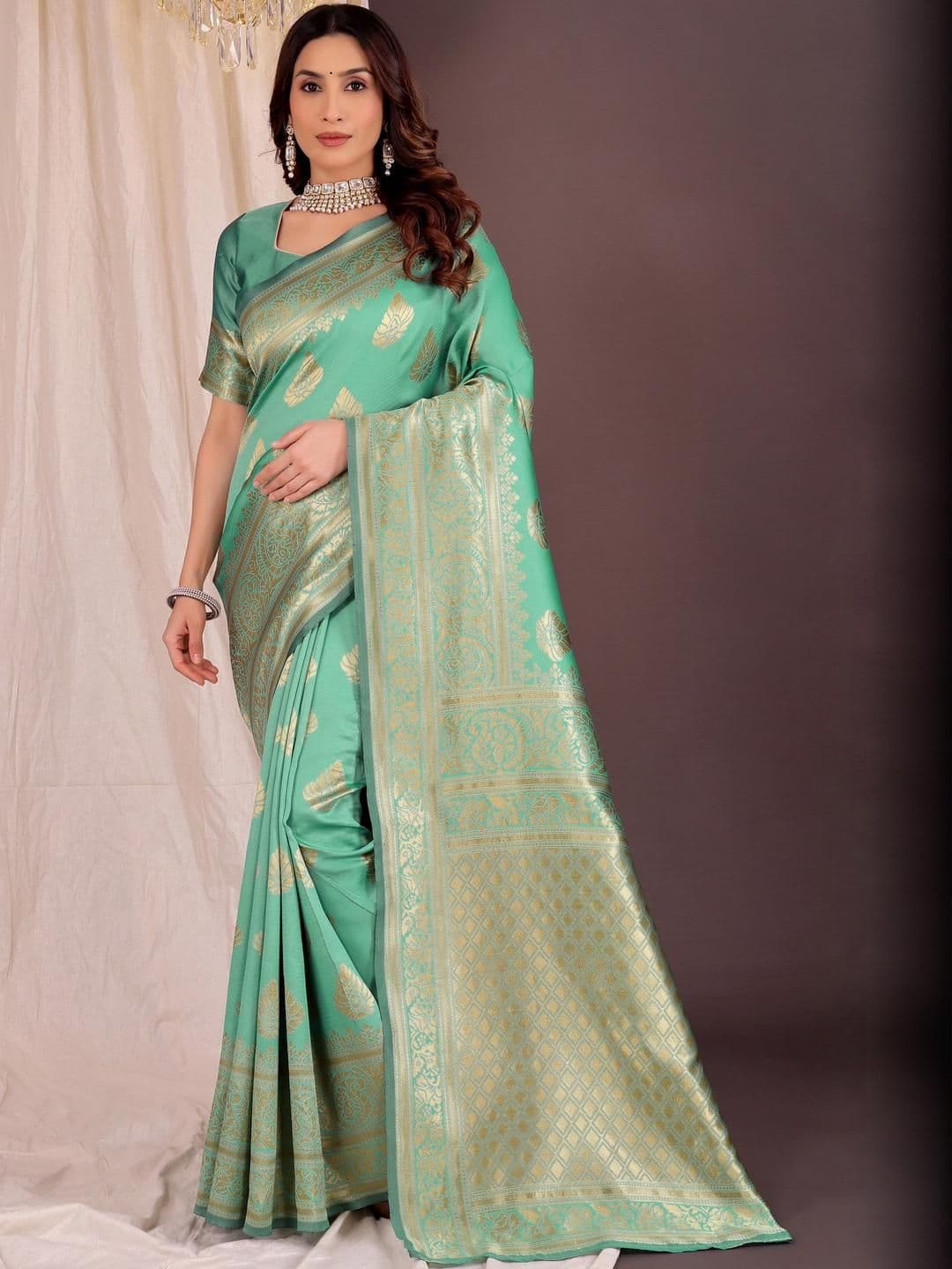 KALINI Ethnic Motifs Silk Cotton Ready to Wear Saree - view 1