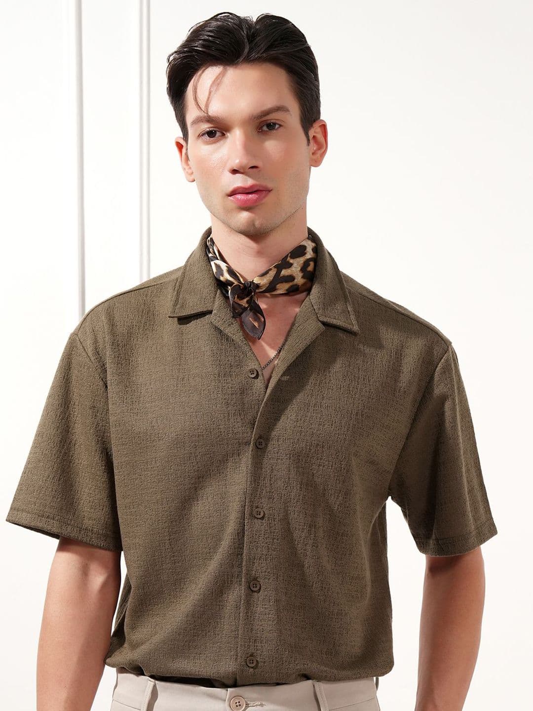 HIGHLANDER Cuban Collar Short Sleeves Relaxed Fit Shirt - view 1