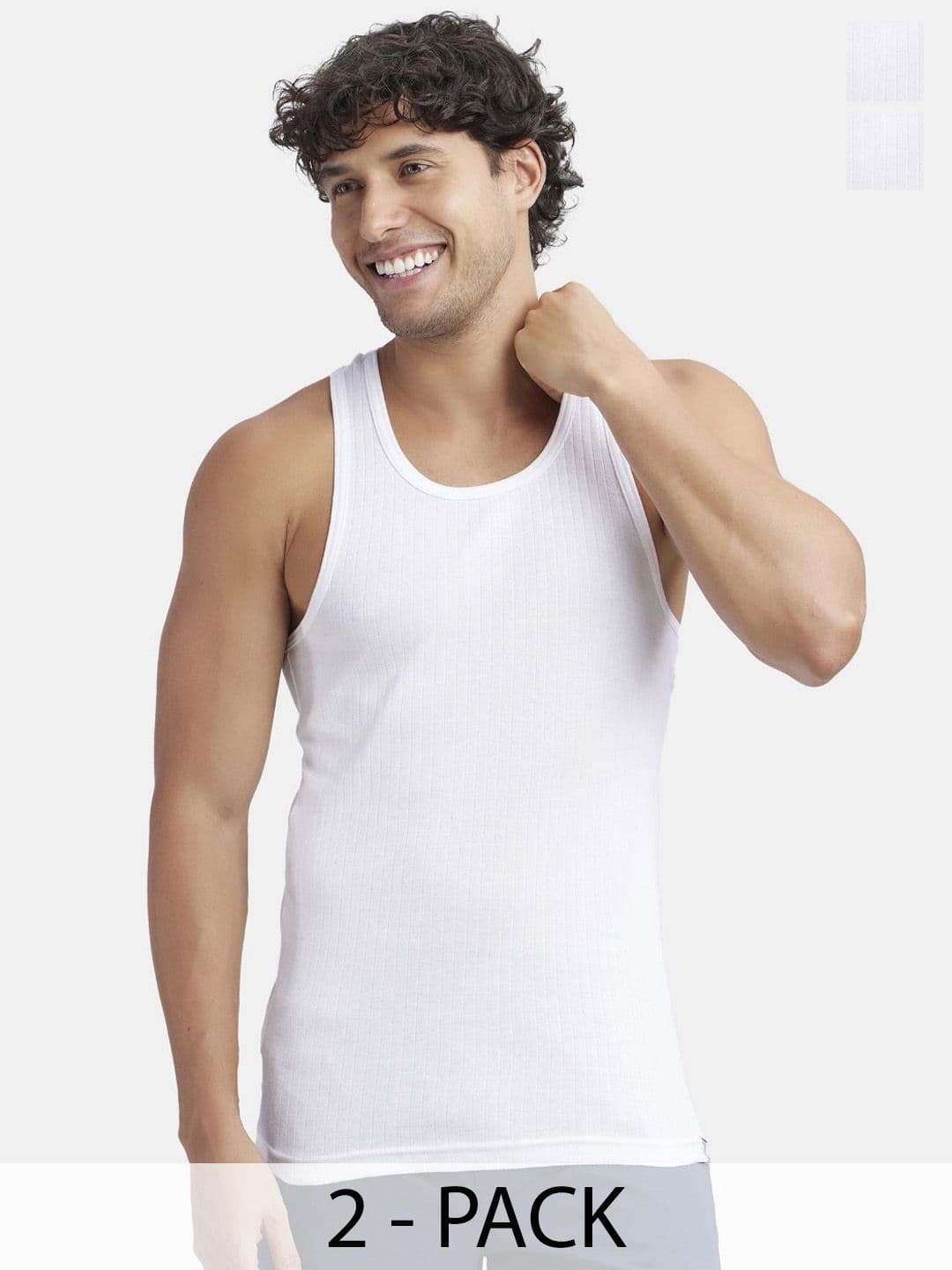 Jockey Pack of 2 Super Combed Cotton Rib Round Neck with Racerback Gym Vest - 9922 - view 1