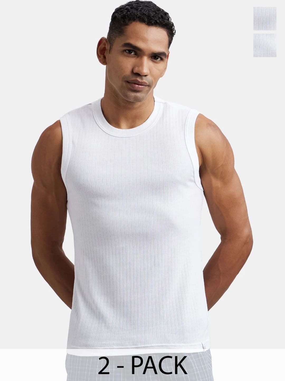 Jockey Pack of 2 Super Combed Cotton Rib Solid Round Neck Muscle Vest - 9930 - view 1
